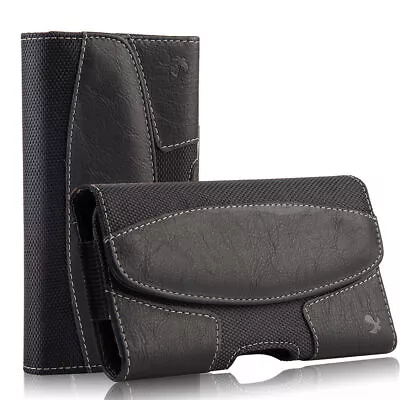 Horizontal Leather Wallet Case Holster Cell Phone Pouch Belt Clip Holster Cover • $17.99