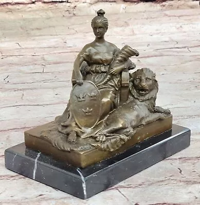 Roman Goddess Prosperity Lady Luck Fortuna 100% Pure Bronze Sculpture Figure • £246.03