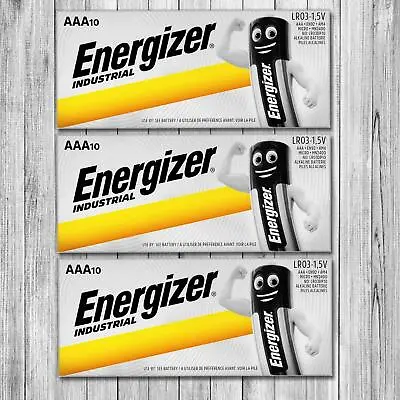 30 Energizer Industrial AAA Alkaline Batteries - MN2400 1.5V LR3 • £9.99