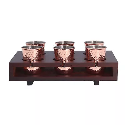 A Cocktail Glass 6 Copper Mugs With A Cup Holder For The Office New • $72.42