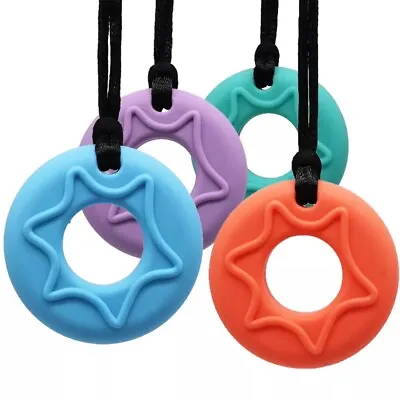 £3.99 • Buy  Kids Adults Chewable Doughnut Necklace Autism ADHD Biting Chew Teething Toys 