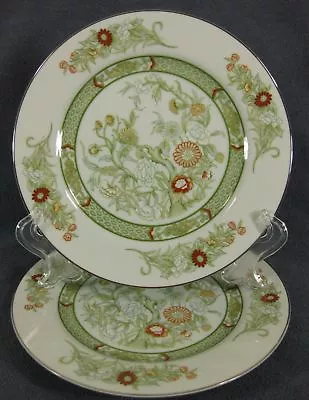 Mikasa Kabuki L9011 Lot Of 2 Salad Dessert Plates Green Band Floral  • $36.61