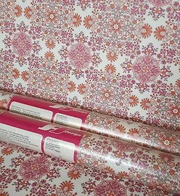 X3 1970s Vintage FS DESIGN Wallpaper Rolls FLOWER POWER Retro 60s Mid Century • £75