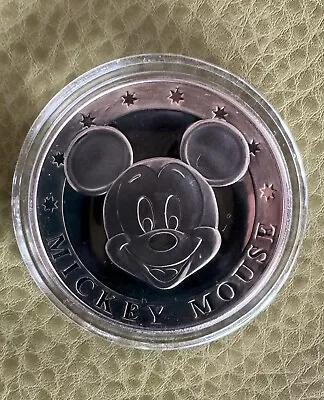  Classic Disney Mickey-Mouse Ceasar Rufo SILVER Coin/Medallion With Box  • $25