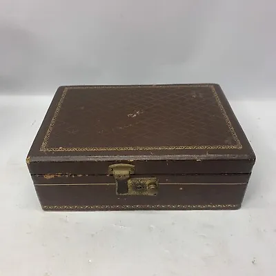 Vintage Jewelry Sewing Storage Box 10  X 7  Brown Latch Lock No Key • $24.99