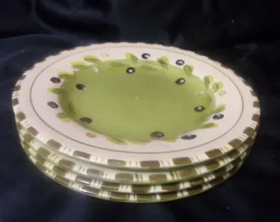 [lot Of 4] -HD Designs Green Olive- Black OLIVES 11  DINNER PLATES • $24.95