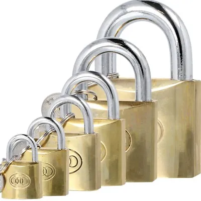 £4.64 • Buy SOLID BRASS TRI CIRCLE PADLOCKS 20mm-63mm Small-Large Keyed Safety Shackle Lock