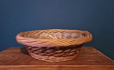 £9.99 • Buy Vintage Round Wicker Bread Basket Handmade Farmhouse