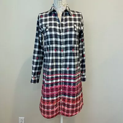 Roberta Roller Rabbit Flannel Plaid Dress Black White W. Red Details Size Small • $24.99