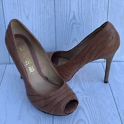L.A.M.B By Gwen Stefani Tansy Peep Toe Platform Heels Shoes Tan Women’s Sz 6.5 M • $23.95