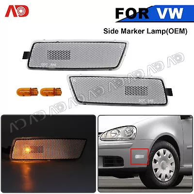 OEM Clear Bumper Side Marker Lamp W/ Bulbs For 06-09 VW GTI Jetta Mk5 Rabbit R32 • $21.54