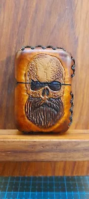 Zippo Custom Hand Made Leather Case Bearded Skull • £49