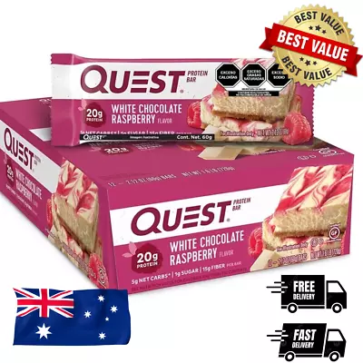 Quest Nutrition White Chocolate Raspberry Protein Bar High Protein Low Carb AU • $42.95