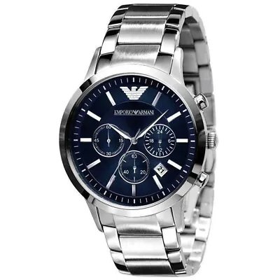 NEW Genuine EMPORIO ARMANI Chronograph 43mm Navy Blue Dial Men's Watch AR2448 • $239