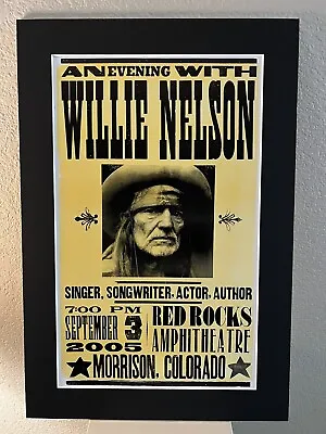  Willie Nelson  Red Rocks Colorado Concert Poster This Is The One!!! • $24.95