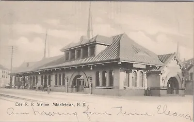 Postcard New York NY Middletown Erie Railroad Station Train Depot 1906 • $11.50