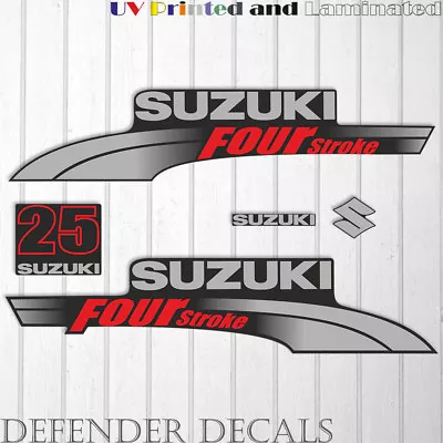 Suzuki 25HP Four Stroke Outboard Engine Decal Sticker Set Kit Reproduction 25 HP • $49.09