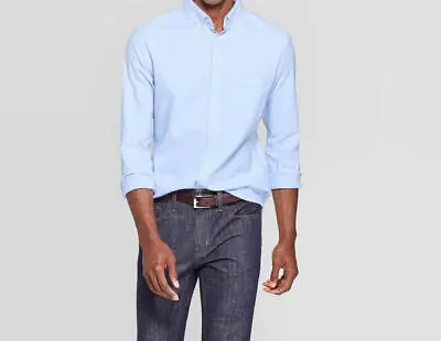 Goodfellow & Co Men's Slim Fit Long Sleeve Oxford Button-Down Shirt Size L Blue • $15.99