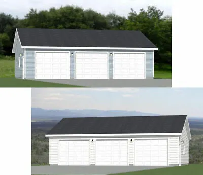 40x30 3-Car Garages -- 1200 Sq Ft -- PDF Floor Plan -- Model 2 And 2H • $19.99