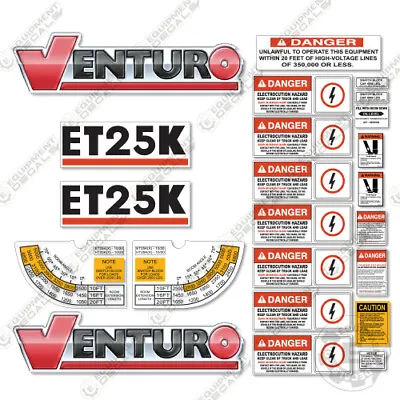 Fits Venturo ET25K Decal Kit Boom Truck Replacement Stickers (ET 25 K) • $124.95