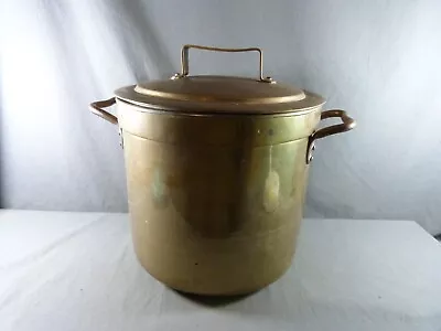 Large French Vintage Copper Marmite Stock Pot Stew Pan With Lid Ø 10 1/2  Tinned • $601.30