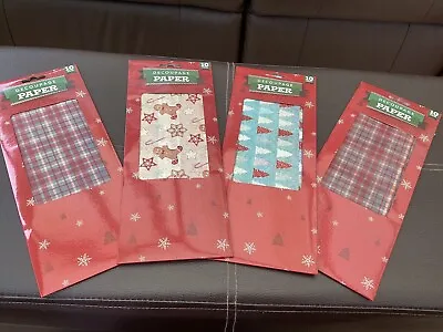 £3 • Buy 4x Packs Of Christmas Decoupage Paper - Christmas Tree/Gingerbread/Check