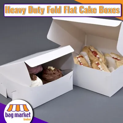 White Cake Boxes - Fold Flat - Wedding Pastry Dessert Birthday Cupcake • £8.99