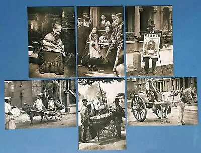 Set Of 6 London 1877 Street Life Repro Postcards England Social History Set 5 • £4.08