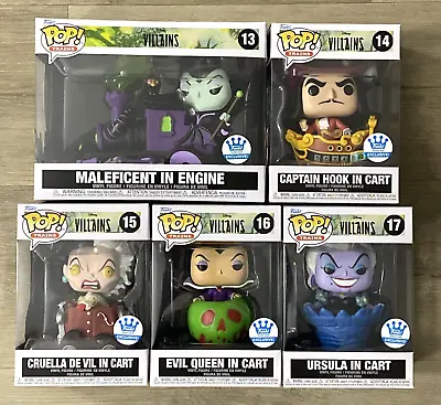 Funko Pop Trains Disney Villains Set Maleficent Ursula Evil Queen Cruella & Hook • $89.99