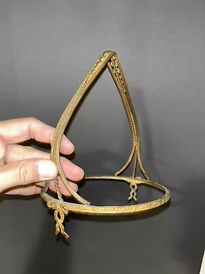 Vintage Metal Basket Holder Ornate Gold Color Handle MCM • $19.99