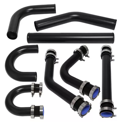 2.25  57mm Universal Turbo Boost Intercooler Pipe Kit 8 PCS Aluminum Piping BK • $264.39