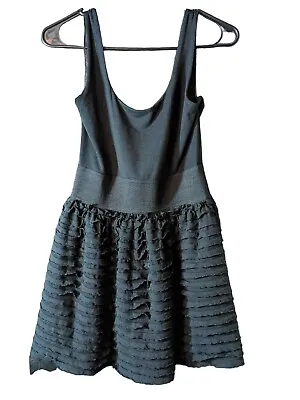 Miley Cyrus & Max Azria Party Dress Black Sleeveless Ruffles Women's Size M T7 • $12