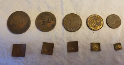 Vintage Apothecary Weights 5 Coins 5 Squares • $35