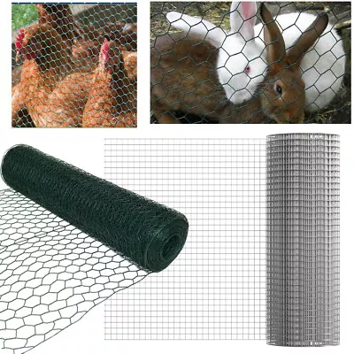 5m-50m Long Galvanised Chicken Wire Netting Mesh Net Fence Rabbit Aviary Pet UK • £7.77