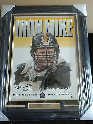 Mike Webster Pittsburgh Steelers Auto HOF 97 Print IRON MIKE Rare 8/52 Ser 1 BAS • $1000