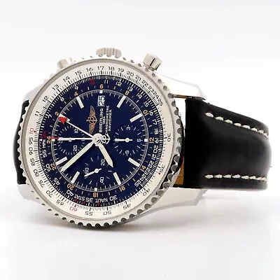 Breitling Navitimer World GMT Black Dial 46MM Steel/Leather Chrono A24322 • $4395