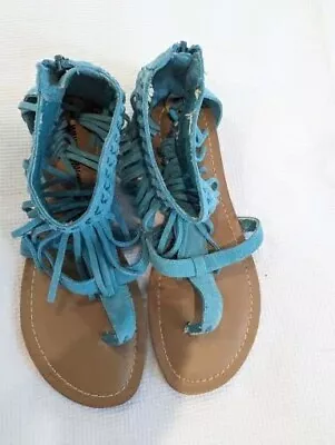Minnetonka Turquoise Blue Suede Sandals Sz 7 • $10