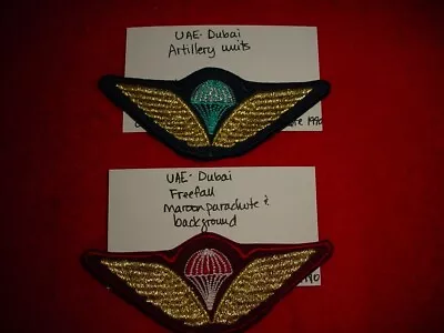 2- Different Vintage Original Dubai Parachute Jump Wings Metallic Thread • $16.99