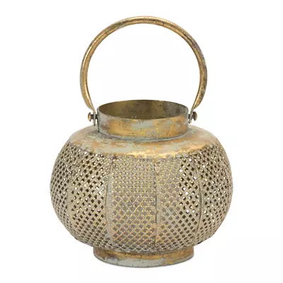 Distressed Punched Metal Lantern 7.5 D • $46.89