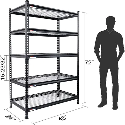 WORKPRO 5-Tier Metal Storage Shelving Unit 24 D X 48 W X 72 H Storage Rack Shelf • $176.99