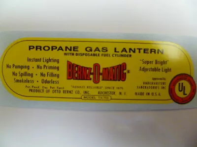  Decal/Sticker For The Vintage Bernz-O-Matic  Gas Camping Lantern Model TX-700 • $6.99