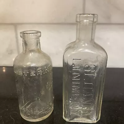 Lot Of 2 - Antique Listerine & Sloan’s Liniment Small Clear Bottles Apothecary • $6.85