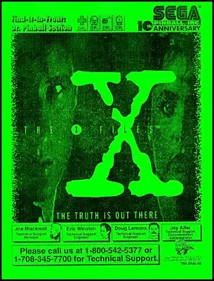 X-Files Pinball Game Operations/Service/Repair/Troubleshooting Manual SEGA ZA • $24.95