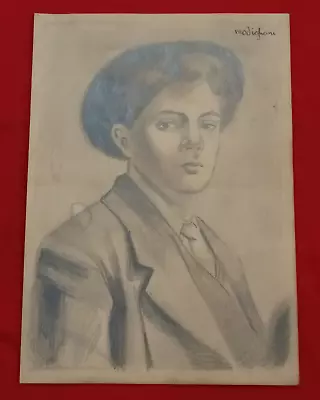 Amedeo Modigliani Drawing On Paper (Handmade) Signed And Stamped Mixed Media. • $100