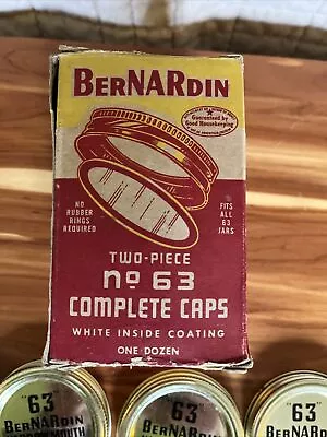 1 Incomplete Box Vintage BerNarDin Narrow Mouth Canning Jar Lids No.63 • $5