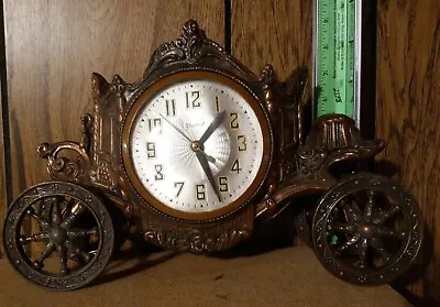 $50 • Buy VINTAGE Working C1940 UNITED CLOCK CO.  CINDERELLA CARRIAGE  SHELF, MANTEL