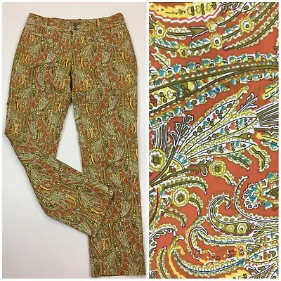 CARTONNIER Anthropologie Womens Sz 2 Multi Color Print Tapered Leg Dress Pant • $14.01
