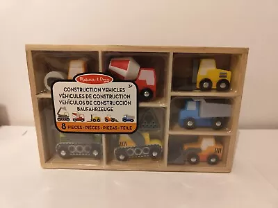 MELISSA & DOUG Wooden Construction Vehicles 8 Piece  NEW • £17.50