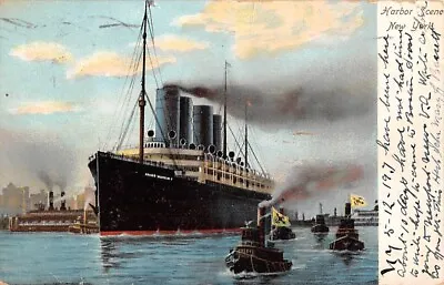 SS KAISER WILHELM II IN NYC HARBOR ~ NORD-DEUTSCHER LLOYD SHIP LINE ~ Used 1907 • $9.99