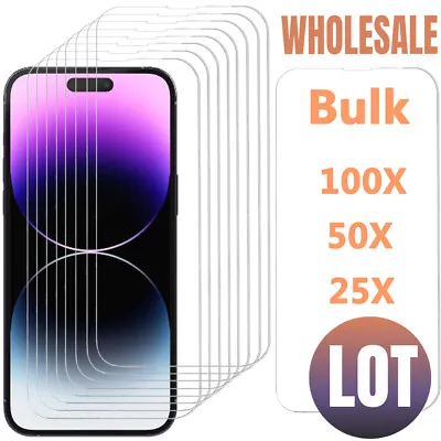 Bulk Lot 100X Tempered Glass Screen Protector For IPhone 15 14 13 12 11 Pro Max • $90.99
